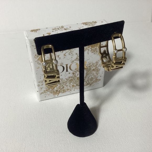 Dior Gold Hoop Earrings - Picture 1 of 3